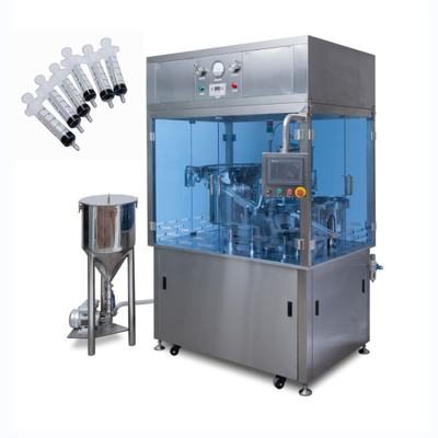 Automatische plasticspuitvulmachine voor het vullen van injectiespuiten Geel voorgevulde injectiespuiten vulmachine