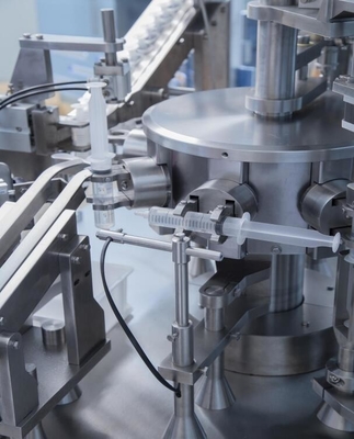 Eenmalige injectiespuitvulmachine Dubbele koppen Voorgevulde injectiespuit Gel Plastic injectiespuitvuller