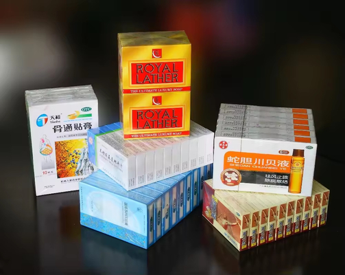 Automatische filmverpakkingsmachine voor parfumzeepdozen Cellofaneverpakkingsmachine